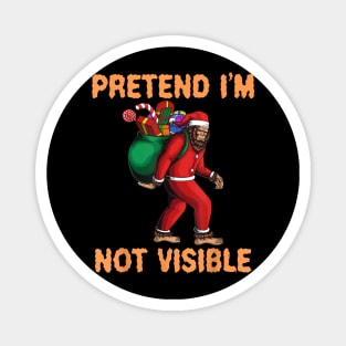 Bigfoot Pretend I'm Not Visible Santa Christmas Magnet